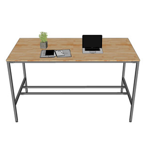 Industrial Design 180x90x105cm Standing Conference <b>Table</b> Rubber Wood with Iron Legs Assembly Required-HBMN038 - Product Image 4