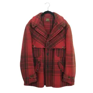 Stilvoller Vintage Soo Wollen Mills Heritage Plattenmantel rot und schwarz klassische Wolle Jagdmantel Jackette Made in USA
