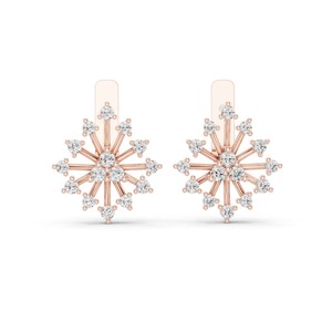 Round Moissanite Floral Starburst <b>Stud</b> Earrings 925 <b>Sterling</b> <b>Silver</b> Collet Set 30-Stone - Product Image 1