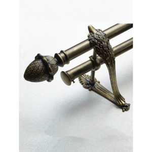 Stylish Black <b>Pole</b> Black Polished Grooved Wave Ball Finial <b>Curtain</b> Rod Adjustable Home Window Treatment Hardware Brackets - Product Image 5