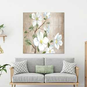 Impresión en lienzo de elegantes flores blancas, decoración moderna para pared, vidrio - Product Image 1