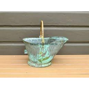 Seau à charbon en métal personnalisé de la plus haute qualité à vendre Seau à charbon de forme ronde de conception standard à 4 compartiments avec manche en bois - Product Image 5