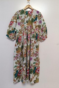 Maxi vestido Midi de algodón con estampado de bloques de mano florales bohemios para mujer, vestido de novia personalizado con ocasión de playa en mente - Product Image 2