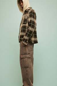 Pantalones de mezclilla marrón de algodón rígido holgados para hombre, pantalones vaqueros relajados de alta calidad, pierna redondeada, pila de tobillo, pantalones Cargo personalizados ODM y OEM - Product Image 6