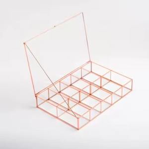 Modern Luxury Square <b>Glass</b> Jewelry Organizer <b>Box</b> with Brass Antique Metal Options for Gifting - Product Image 4