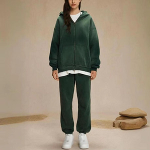 Ensemble survêtement pour femmes 2025 Vêtements pour femmes Logo de broderie personnalisé Ensemble deux pièces de sweat à capuche avec fermeture éclair complète - Product Image 3