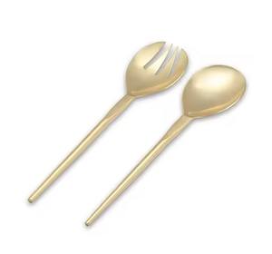 Service à salade de luxe avec têtes en or et poignées en métal sculpté de couleur blanche idéal pour une cuisine et une salle à manger modernes et élégantes - Product Image 6