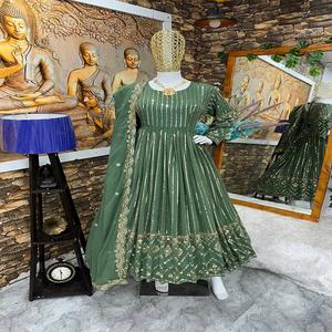 Dernier Designer Lourd Faux Georgette Broderie Séquence Travail Anarkali Robe Par FabZone - Product Image 5