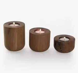 Wholesale Price Acacia Mango Wood Candlestick Holder with <b>Tea</b> <b>Light</b> for Home Decoration on Wedding Christmas Occasions - Product Image 6