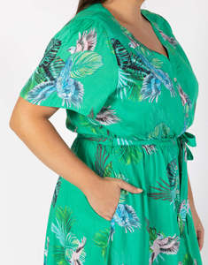 Half-Sleeve Casual Floral Printed Viscose Tea-Length A-Line Dress Soft Comfortable Summer Autumn Evening Sexy Vintage Style - Product Image 3