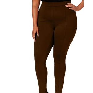 Leggings Ponte da Donna Style Co Taglie Forti Marroni con Cuciture, Vita Bassa, Casual Sportivi, Stampa Tinta Unita, in Seta Poliestere, Taglia 16W - Product Image 3