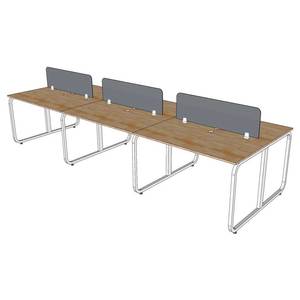 Contemporary 6-Person Minimalist Cluster <b>Workstation</b> HBMN033 Office Desks with Modern Metal Legs and Melamine Style - Product Image 4