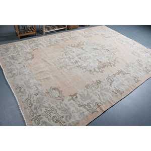 พรมตุรกีขนาดใหญ่พิเศษ 7.3x10.1 ฟุต (222x308 ซม.) พรมขนสัตว์เปอร์เซียสีเบจวินเทจ - Product Image 2