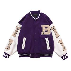 Chaqueta universitaria de lana de alta calidad personalizada para hombre, soporte de Color sólido, parches con logotipo bordado de invierno de cuero genuino, etiquetas con letras - Product Image 3