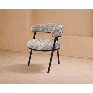 Chaise de salle à manger moderne de luxe en microfibre avec dossier incurvé et pieds en métal noir pour la salle à manger à domicile - Product Image 1
