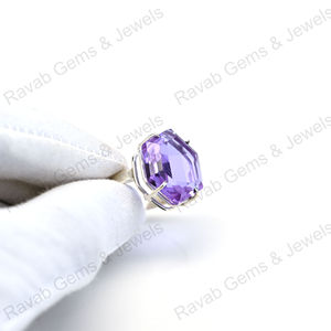 Anillo Vintage de Plata de Ley 925 de Alta Calidad, Chapado en Oro, con Amatista Morada, Corte Hexagonal, para Mujer, con Engaste de Bisel, para Fiesta - Product Image 4