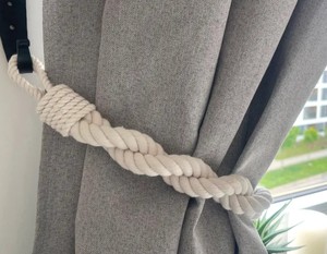 White Cotton Rope <b>Curtain</b> <b>Tieback</b> Double Twist Handmade <b>Curtain</b> Holder - Product Image 1