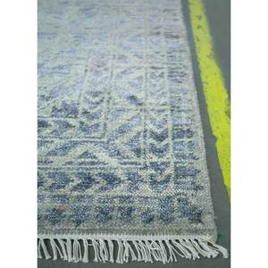 Alfombra de Lana Anudada a Mano Azul Viscaya con Patrón Geométrico 9x12 Rectangular para Sala de Estar o Dormitorio para Adolescentes - Modelo SKWL-200 - Product Image 4