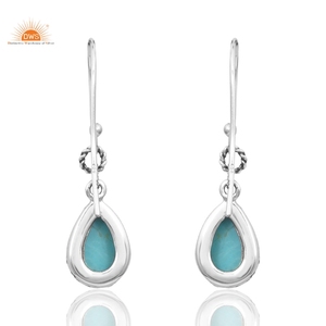 Meilleure vente Boucles d'oreilles pendantes en argent sterling naturel Kingman Turquoise Gemstone pour fabricant de bijoux pour femmes - Product Image 5