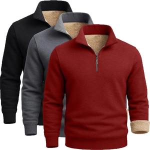 เสื้อไหมพรมแขนยาวผู้ชายแบบซิป 3 ตัว แพ็ค ผ้าฟลีซหนานุ่ม อุ่นสบายสำหรับฤดูหนาว น้ำหนัก 320 กรัม ถักจากผ้าฝ้าย 100% เป็นมิตรกับสิ่งแวดล้อม ระบายอากาศได้ดี - Product Image 1