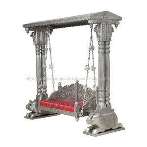 Balançoire traditionnelle indienne Jhula fabricant DST exportations acheter en bois sculpté à la main brun Jhoola salon dernière conception maison balançoire - Product Image 4