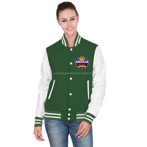Veste universitaire en coton respirant matelassé doux et confortable Streetwear à la mode pour femmes avec broderie et finition teinte - Product Image 1