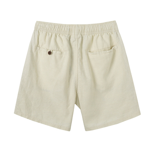 Shorts amples en lin et coton pour homme, couleurs unies, style décontracté, légers, pour l'été, coupe large, vintage, pour la plage - Product Image 4