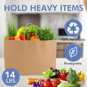 Sacs en papier kraft avec poignées en vrac, sacs en papier brun, sacs à provisions kraft pour les petites marchandises d'affaires, fête de mariage - Product Image 3