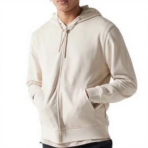 Sweat à capuche pour homme en molleton 100% coton épais, respirant, avec poche surdimensionnée, grande taille, motif uni, tricoté et doublé - Product Image 1
