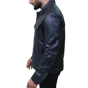 Chaqueta de cuero personalizada fabricante moda nueva chaqueta de cuero para hombre con bolsillos manga larga con bolsillos chaqueta 2026 - Product Image 4