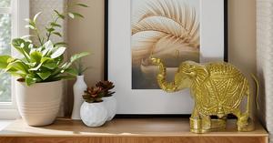 Brass thân cây lên voi bức tượng showpiece kim loại bức tượng may mắn trang trí nội thất Quà Tặng item - Product Image 5