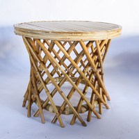 Table d'appoint moderne en bambou croisé, table basse en bambou naturel, mobilier de salon, design personnalisable, réglable, luxe