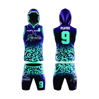 Maillot de football américain 7v7 réversible sans manches à capuche imprimé, personnalisable avec nom d'équipe, uniforme de football américain rapide