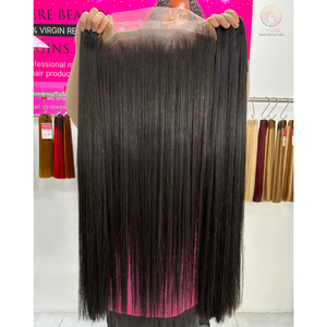 Paquetes de cabello liso de hueso de color natural con frontal 13X4 100% cabello humano crudo cabello vietnamita dibujado doble al mejor precio al por mayor - Product Image 4