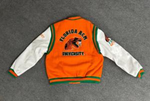 Veste universitaire décontractée unisexe FAMU personnalisée pour l'hiver, 100% coton molletonné, patch en chenille brodé, respirante, doublure en polyester à col en V - Product Image 3