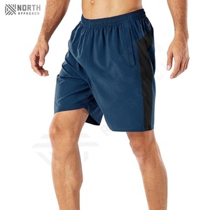 Pantalones Cortos Deportivos para Hombre, Transpirables, Ecológicos, de Spandex/Poliéster, con Bolsillos con Cremallera, Tinte Liso, para Fitness - Product Image 1