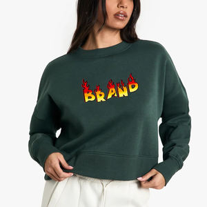 Nouveau modèle 2025 – Sweat à capuche 100 % coton pour femme, logo imprimé DTF personnalisé, streetwear confortable, coupe ample et courte, hiver - Product Image 4