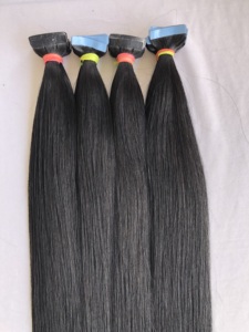 Precio al por mayor de exportación Cinta recta natural negra en 100% Extensión de cabello humano de templo indio de donante único de calidad superior natural - Product Image 4