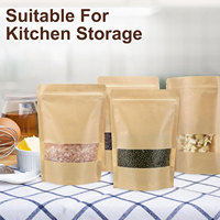 Sacs en carton avec fenêtre, tailles personnalisées, pochettes verticales refermables, thermoscellables, réutilisables, sacs en papier pour le stockage alimentaire