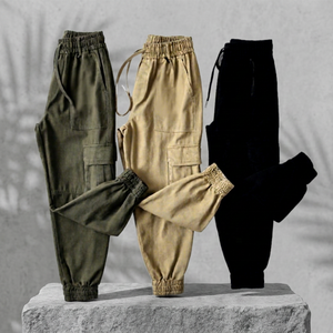 Pantalones Cargo Casuales para Hombre, Cintura Elástica con Cordón, Múltiples Bolsillos, Tela de Lona Transpirable, Estilo Otoñal, Pantalones Harem - Product Image 6