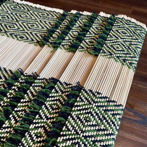 High Quality Vietnamese Boho <b>Bamboo</b> Placemat Saudi Green Handmade Non-Slip Anti-Heat Rectangle Woven <b>Mats</b> & Pads - Product Image 3