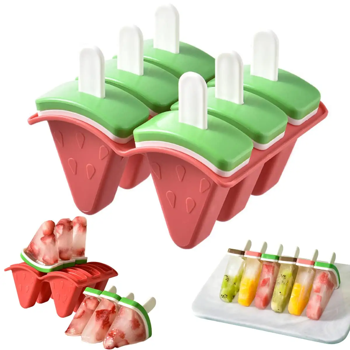 Hot Bán Mùa Hè Popsicle Khuôn Set 6 Dưa Hấu Popsicle Maker Tái Sử Dụng Ice Cream Khuôn Mẫu