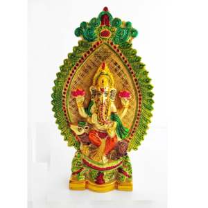 Dios Ganesha Hecho a Mano en Estilo Tradicional sobre un Carro de Aluminio Puro, Decoración para el Festival Diwali - Product Image 4