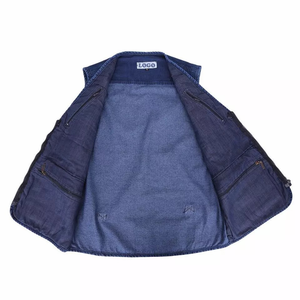 Gilets en jean décontractés d'hiver respirants pour hommes, vêtements de moto, 100% coton, col en V, service OEM - Product Image 3