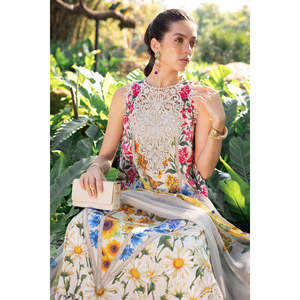 MPRINTS Women's 2026 Spring <b>Summer</b> Collection D10-A Embroidered Breathable Chiffon Lawn Bohemian Style Collarless Sleeveless - Product Image 3