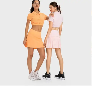 Falda Deportiva Corta de Tenis al por Mayor, Personalizada, Transpirable, de Secado Rápido, con Espalda Cruzada, Logotipo en la Parte Delantera y la Cintura, Diseño Plisado, Ropa de Moda - Product Image 1