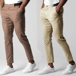 Pantalon de haute qualité personnalisé de haute qualité pour hommes, coupe ajustée, extensible, en nylon, coton, sergé zippé, pantalon de golf chic et formel pour hommes - Product Image 1