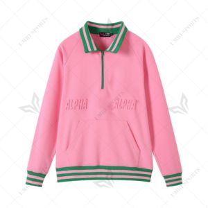Sudadera unisex con cremallera AKA Quarter, ropa griega de punto personalizada, estampado en relieve para Sorority Fantarnity Stand para - Product Image 1