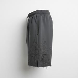 Pantalones Cortos de Poliéster/Algodón para Hombre, Bordado Personalizado, Corte Cuadrado, Estilo Desgastado, Pantalones Cortos Deportivos Casuales para Calle, Antiarrugas, Secado Rápido - Product Image 3