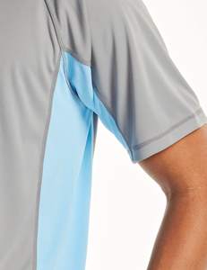 T-shirt de sport pour homme à séchage rapide polyester respirant à manches courtes haut d'entraînement de gymnastique gris bleu - Product Image 2